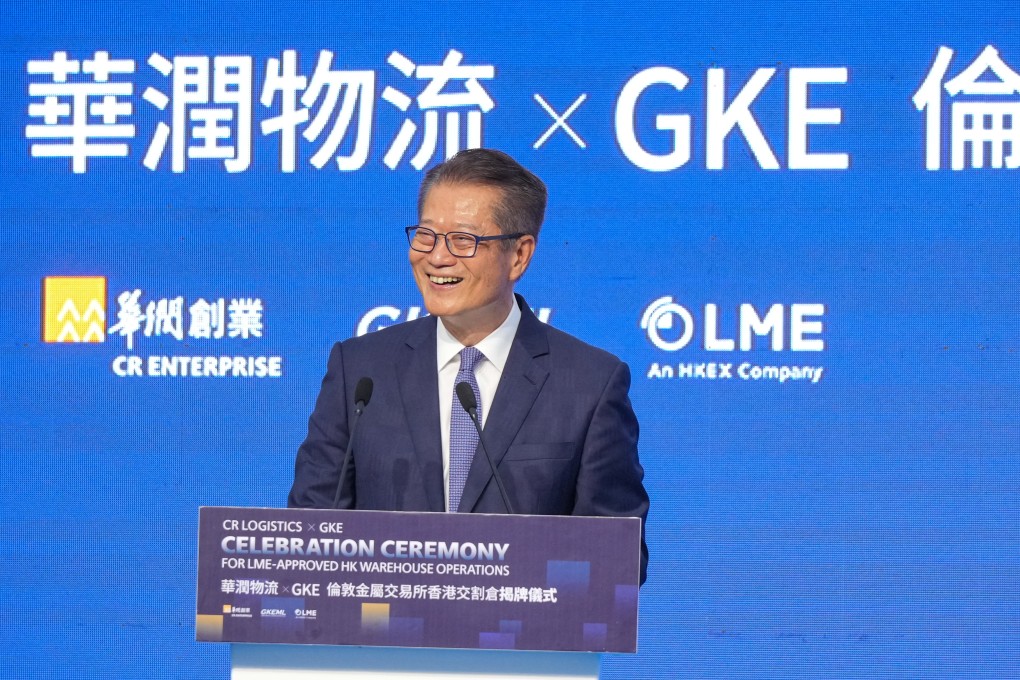 Hong Kong Financial Secretary Paul Chan Mo-po addresses attendees at a celebration ceremony on Tuesday. Photo: May Tse