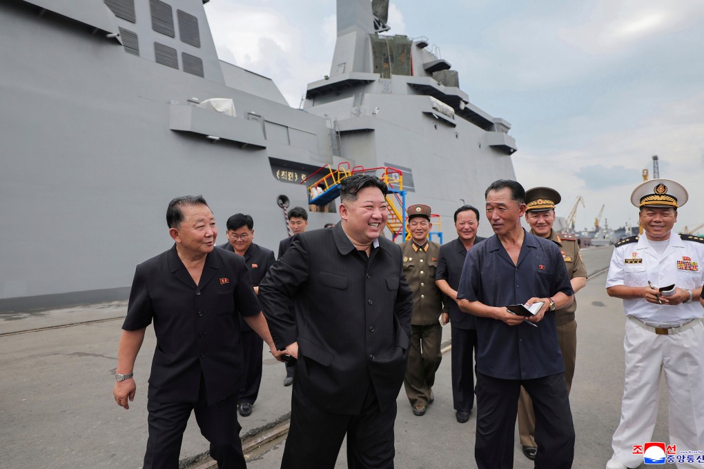 North Korean leader Kim Jong-un inspects the warship Choe Hyon in Nampo on August 18. Photo: Korean Central News Agency/Korea News Service via AP