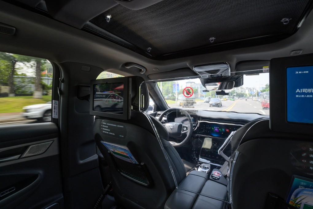 Baidu’s Apollo Go Robotaxi drives on the street in Chongqing, China, in September 2023. Such autonomous vehicles are now being trialled in various neighbourhoods of Hong Kong. Photo: China News Service/VCG