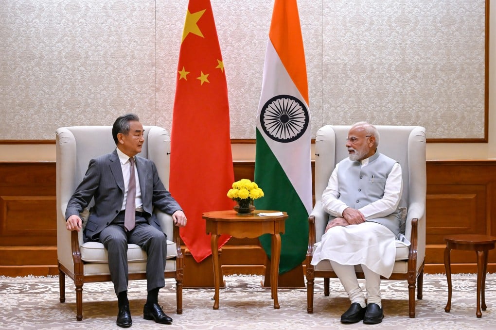 Indian Prime Minister Narendra Modi (right) meets visiting Chinese Foreign Minister Wang Yi in New Delhi on Tuesday. Photo: Xinhua