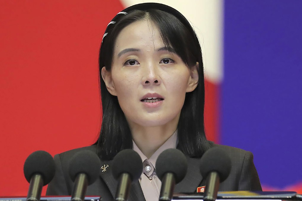 Kim Yo-jong, sister of North Korean leader Kim Jong-un, delivers a speech in 2022. Photo: KCNA/AP