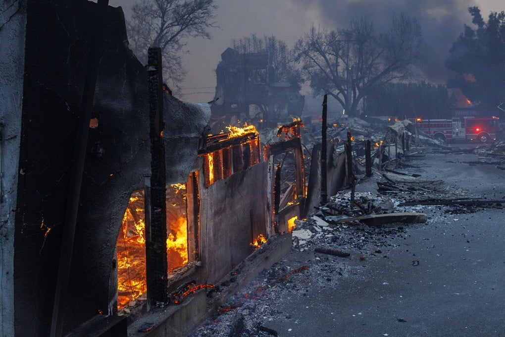 Homes smoulder to ashes in Altadena, California in January. Photo: TNS