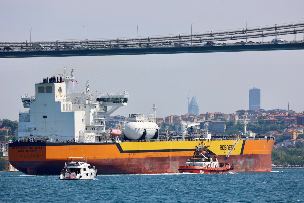 A Russian-flagged crude oil tanker transits the Bosphorus in Turkey. India accounts for 37 per cent of Moscow’s oil exports. Photo: Reuters