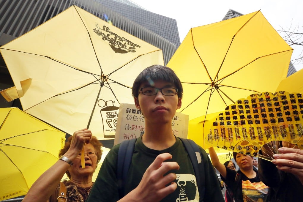 The now-defunct Scholarism group, founded by jailed activist Joshua Wong (pictured), is facing the risk of being deregistered. Photo: SCMP