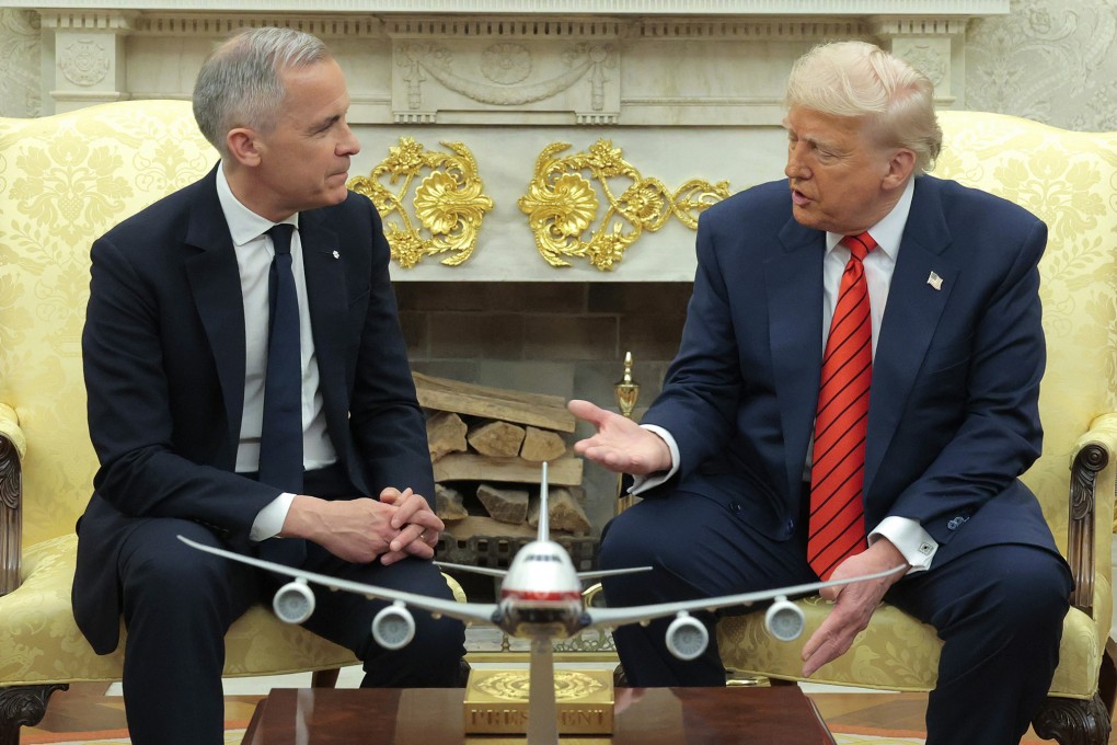 US President Donald Trump (right) meets Canadian Prime Minister Mark Carney in the Oval Office in May. Photo: TNS