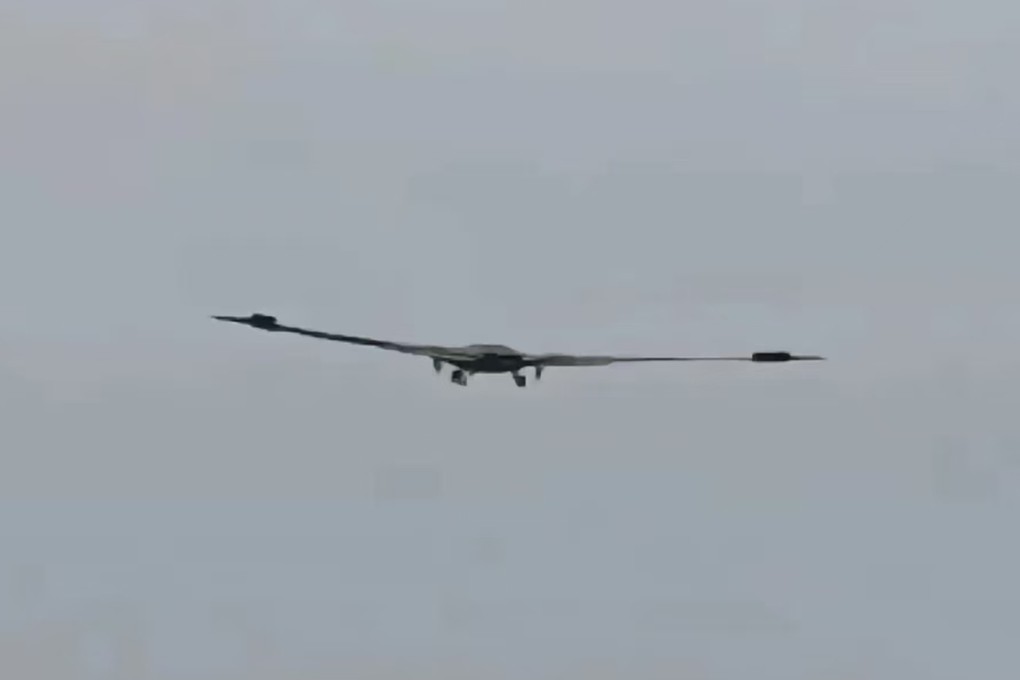 An unverified image of what is said to be a Chinese flying-wing design drone has surfaced on social media. Photo: Handout