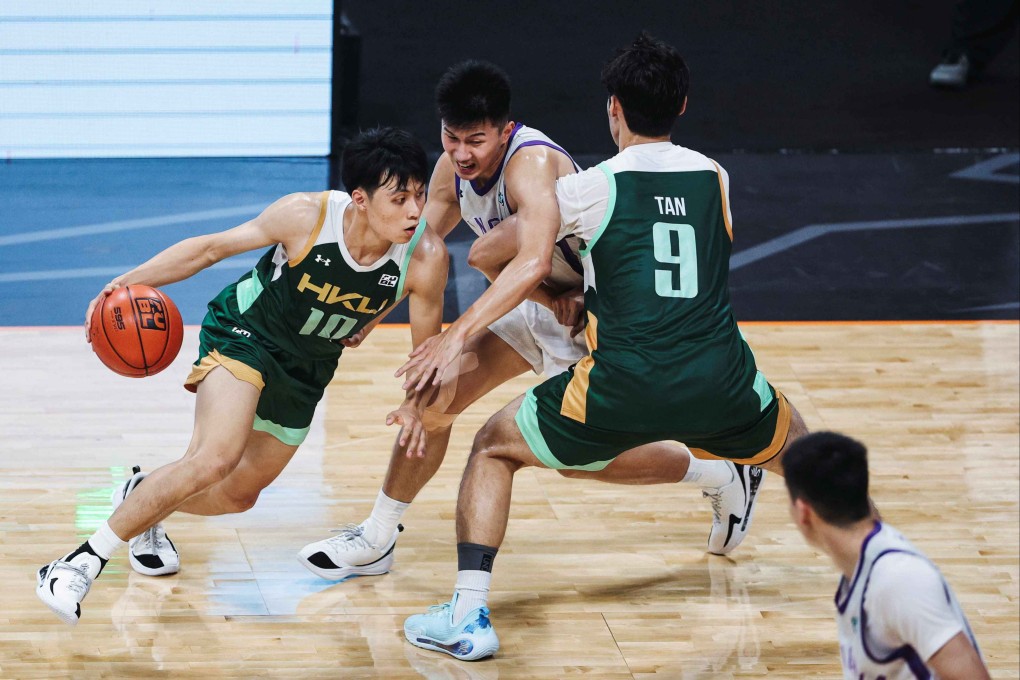 HKU star player Ryan Chak (left) was the only regular starter who played in the Asian University Basketball League in Hangzhou. Photo: AUBL