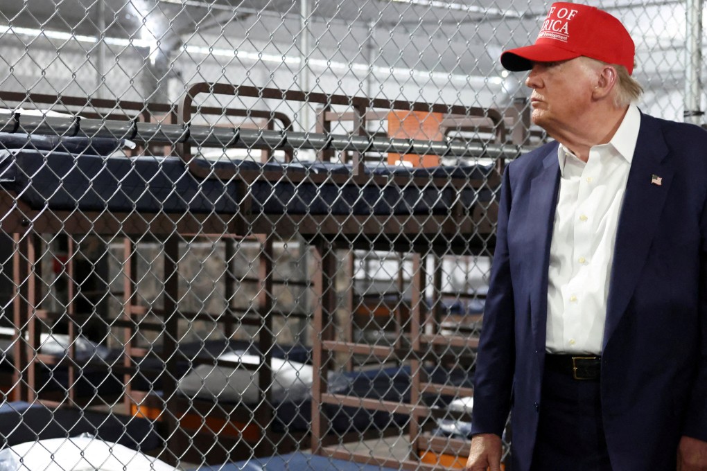 US President Donald Trump visits a temporary migrant detention center informally known as “Alligator Alcatraz” on July 1. Photo: Reuters