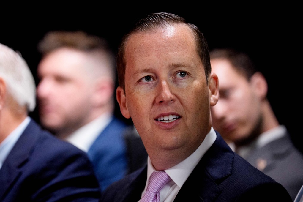 Assistant to the President Sergio Gor (right) waits before US President Donald Trump arrives for an event at the Kennedy Centre in Washington on August 13. Photo: AFP
