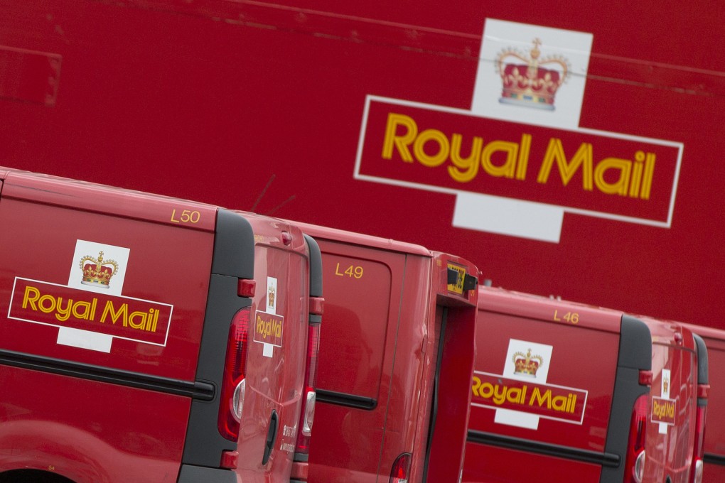 Royal Mail vans line up at London’s largest sorting office, Mount Pleasant, in 2013. Photo: AP