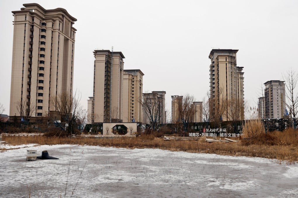 An unfinished residential compound developed by China Evergrande Group is seen on the outskirts of Shijiazhuang, Hebei province, on February 1, 2024. Photo: Reuters