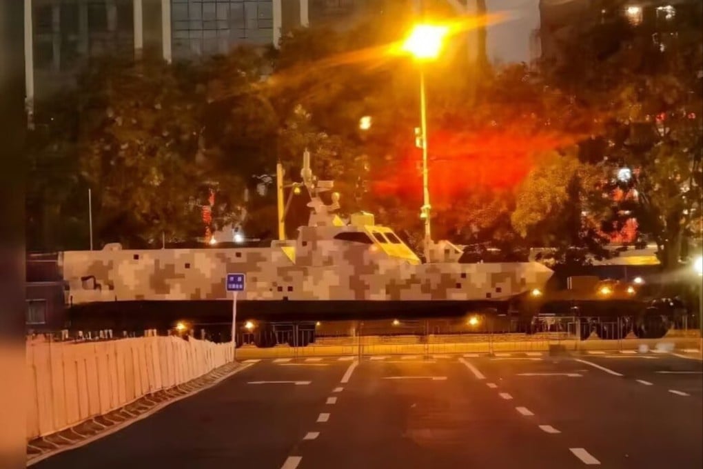 A new type of unmanned boat was spotted in Beijing during Victory Day parade rehearsals on the weekend. Photo: Handout