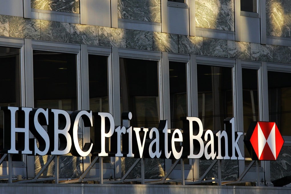 A file photo shows the logo of HSBC Private Bank in Geneva, Switzerland. Photo: AFP