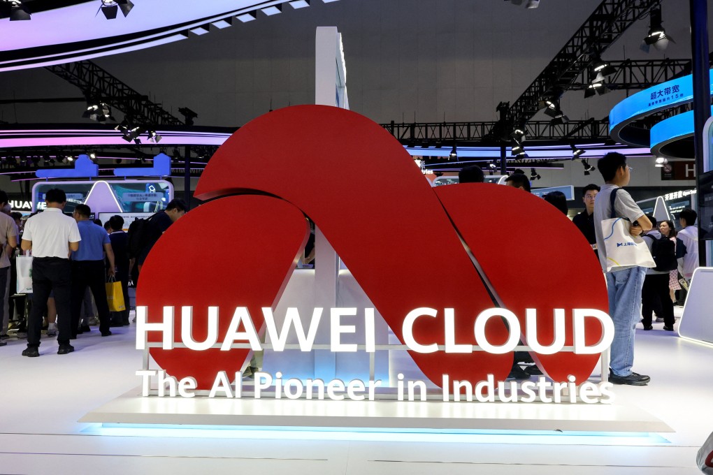 A sign at the Huawei booth at the World Artificial Intelligence Conference in Shanghai last month. Photo: Reuters