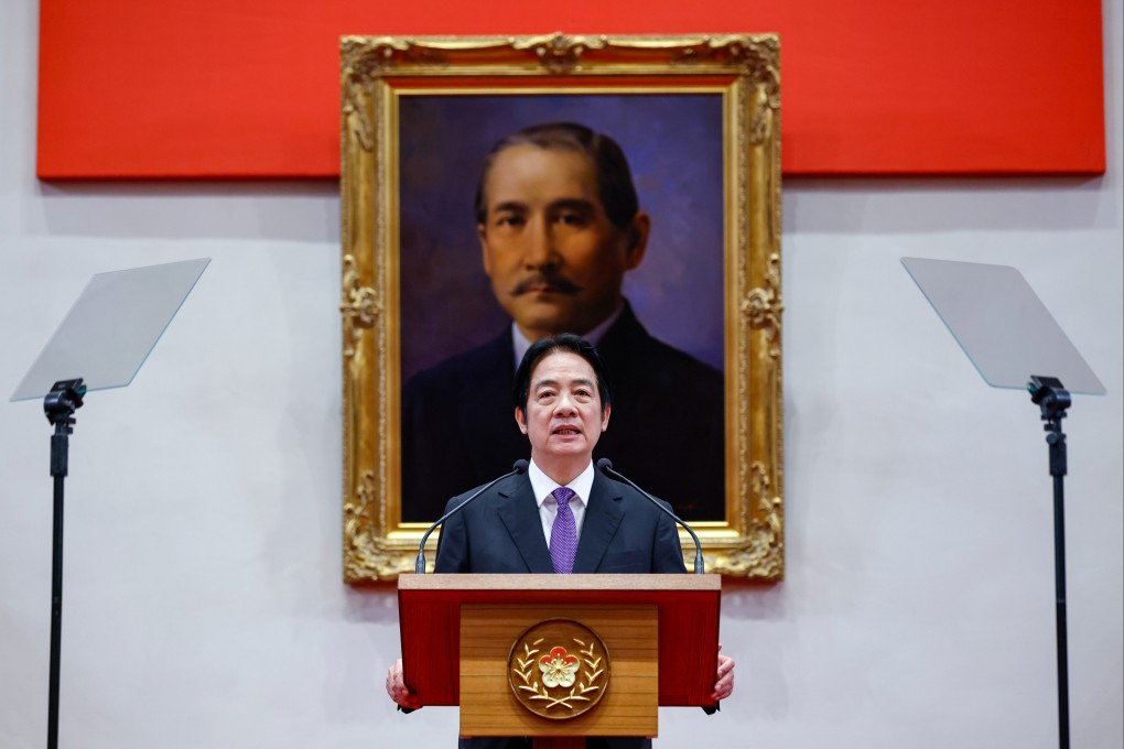 Taiwanese leader William Lai meets the press following the second and final mass recall vote and a referendum on restarting the Maanshan nuclear power plant, in Taipei on Saturday. Photo: EPA