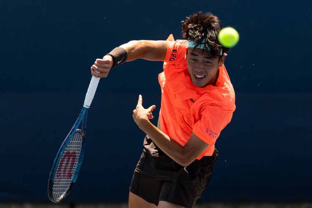 Coleman Wong serves against Aleksandar Kovacevic in the first round of the men’s singles at the US Open. Photo: Reuters