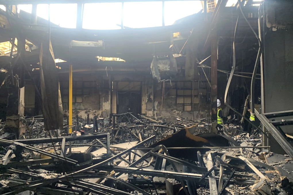 Debris is strewn at the burnt-out Adass Israel Synagogue in Melbourne last year. Photo: AAP Image via AP