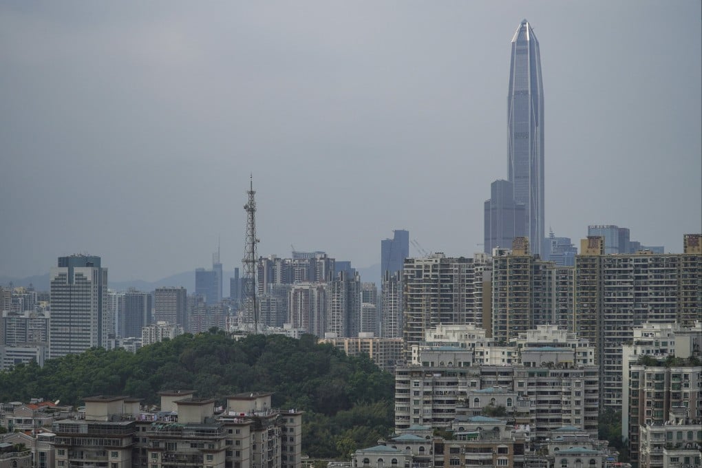 The Ping An International Finance Centre (PAFC) Phase 1 (right) looms over the skyline of Shenzhen’s Futian district on March 19, 2019. Photo: Roy Issa