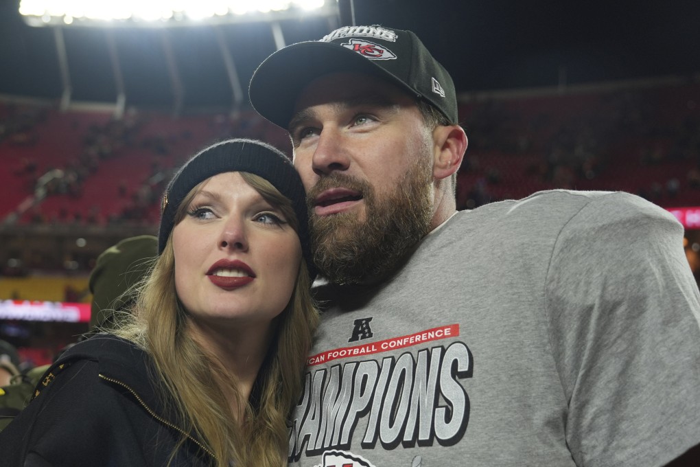 Travis Kelce and Taylor Swift. File Photo: AP