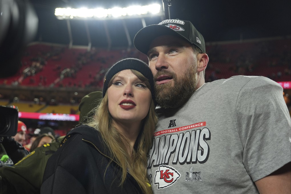 Kansas City Chiefs tight end Travis Kelce, right, and Taylor Swift. Photo: AP