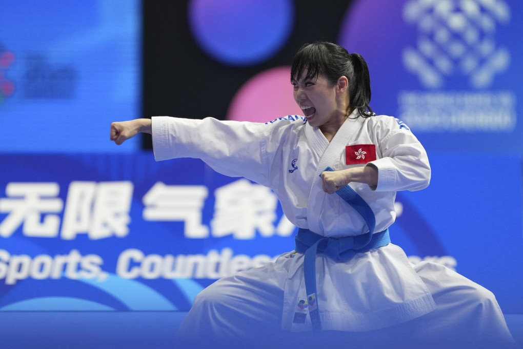 A fired-up Grace Lau during her World Games final success against Japan’s Maho Ono. Photo: Xinhua