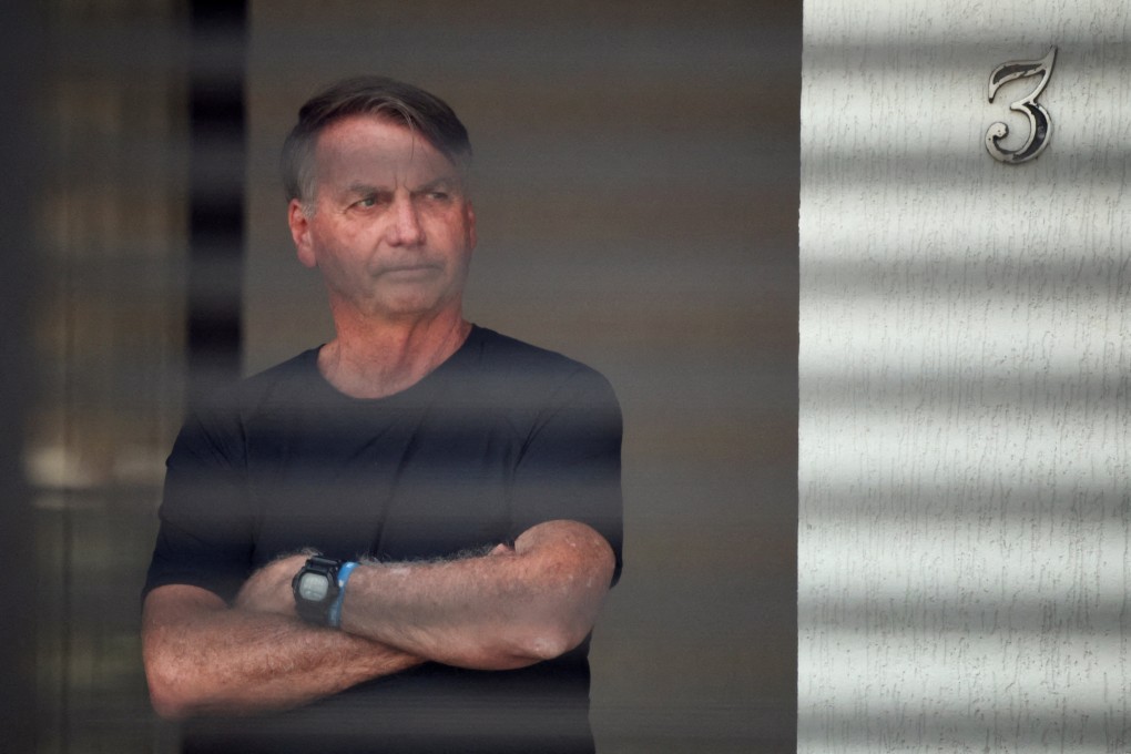 Brazil’s former president Jair Bolsonaro at his home while under house arrest. Photo: Reuters