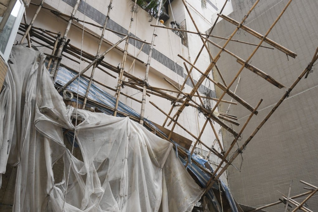 The scaffolding collapsed as the two workers attempted to dismantle it. Photo: Sam Tsang