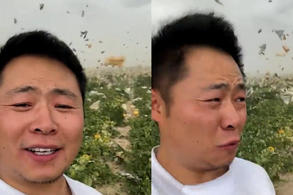 Sandstorm batters Chinese farm as live-streamer tries selling melons