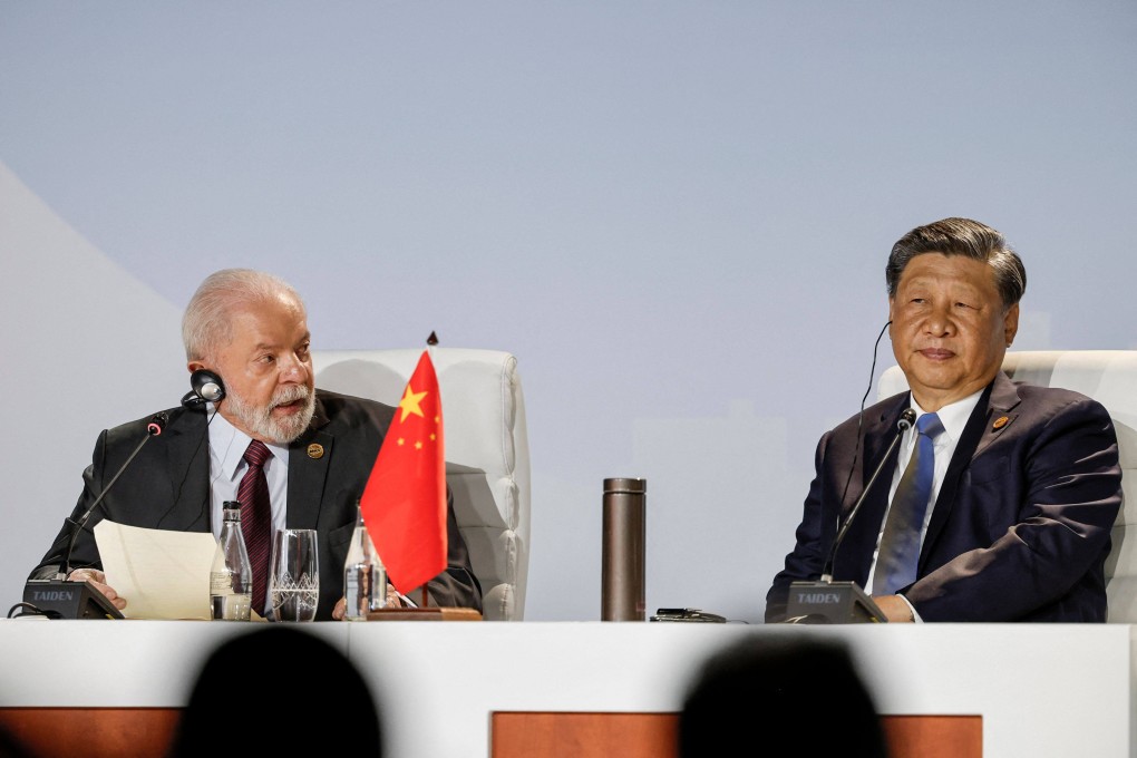 Brazilian President Luiz Inácio Lula da Silva (left) and Chinese leader Xi Jinping at the 2023 BRICS Summit in Johannesburg in 2023. Photo: AFP