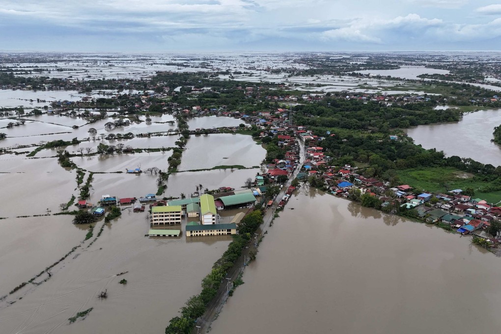 Flooded villages in Calumpit, Bulacan province, north of Manila, last month, after a river overflowed due to heavy rains brought about by Typhoon Co-May. Photo: AFP