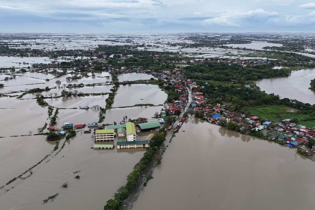 Flooded villages in Calumpit, Bulacan province, north of Manila, last month, after a river overflowed due to heavy rains brought about by Typhoon Co-May. Photo: AFP