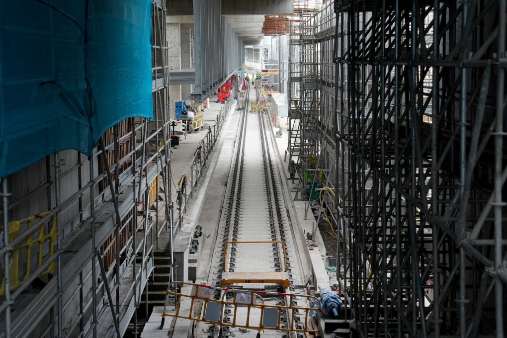 The use of counterfeit bricks was uncovered at Tung Chung East station. Photo: Elson Li