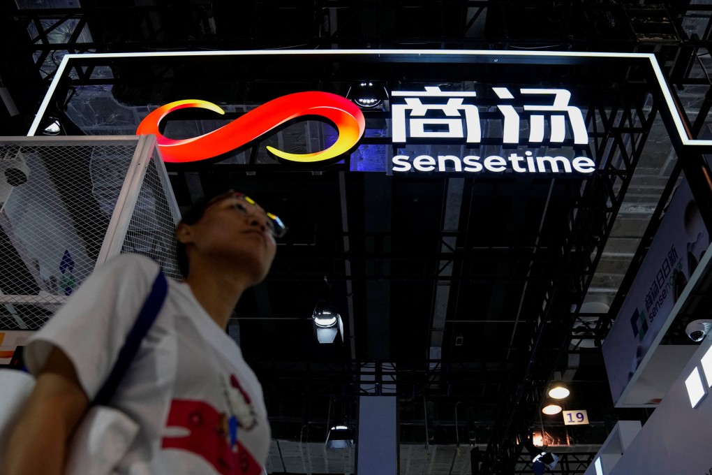 A SenseTime sign seen at the World Artificial Intelligence Conference in Shanghai. Photo: Reuters