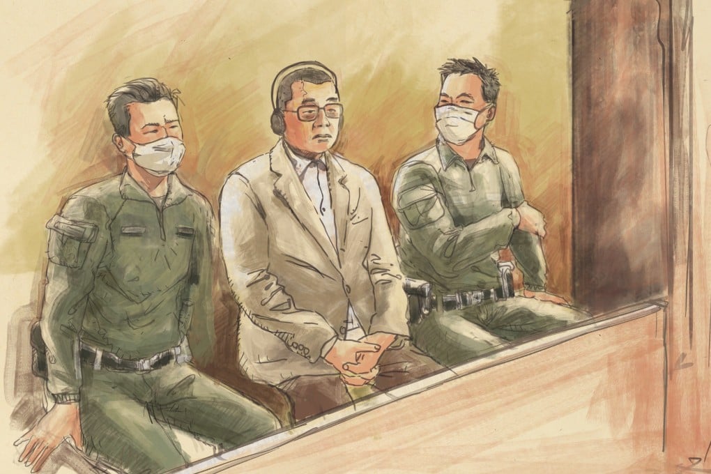 An artist’s sketch of Jimmy Lai in court on Thursday. Illustration: Victor Sanjinez