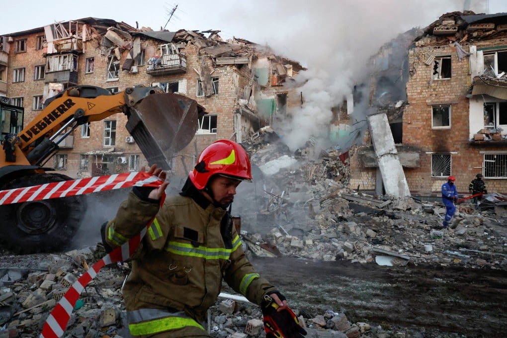 The aftermath of Russian strikes on a residential building in Kyiv, Ukraine. Photo: Reuters