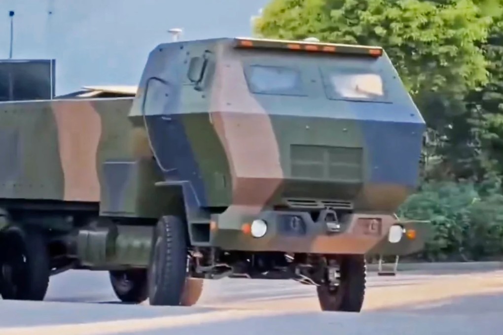 A video circulating on Chinese social media this week shows three trucks resembling Himars systems, although apparently lighter and lacking  rocket launchers. Photo: X/Archer83Able