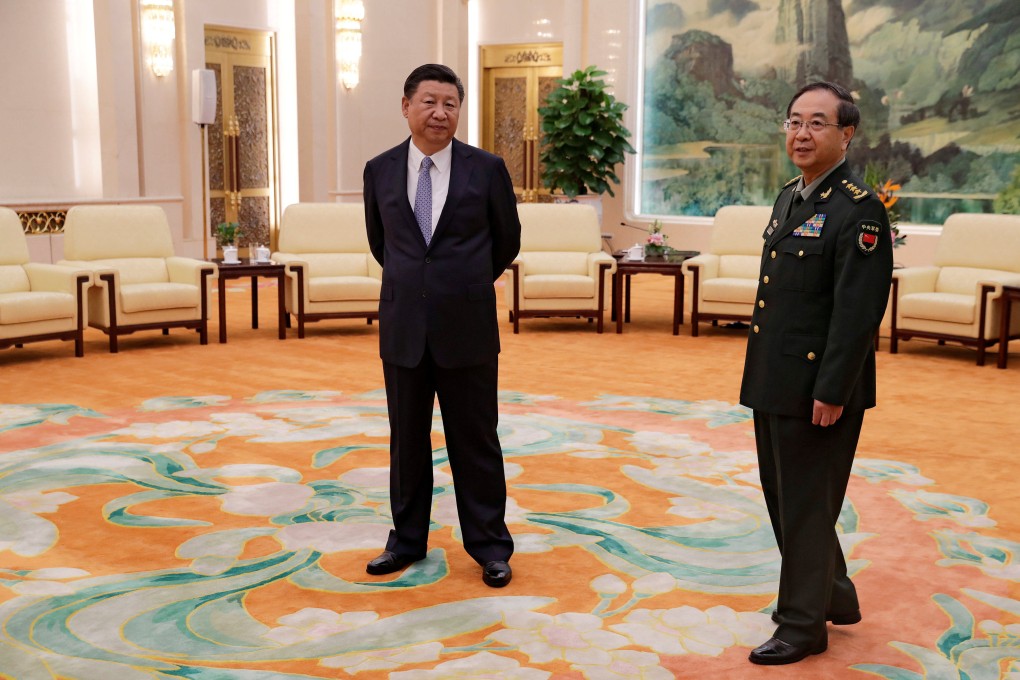 Fang Fenghui, pictured with Xi Jinping in August 2017, shortly before his downfall. Photo: Reuters