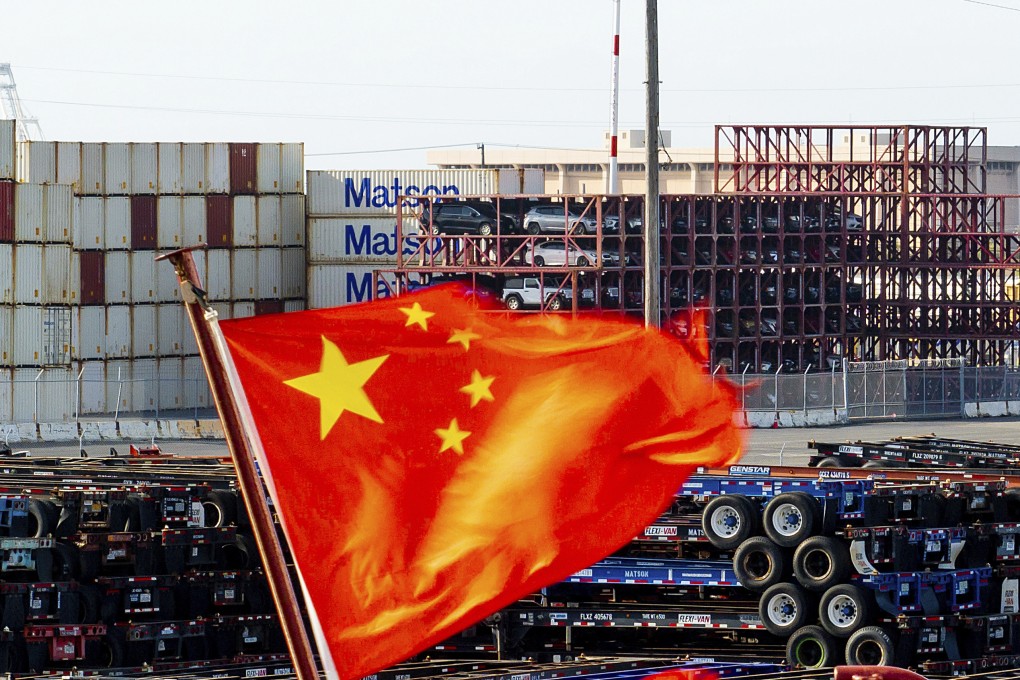 A Chinese flag flies from a ship at the Port of Oakland in the US state of California in April. Photo: AP