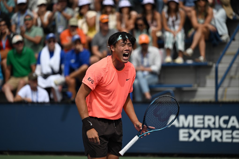 Coleman Wong celebrates a point during his men’s singles second round match against Adam Walton. Photo: Xinhua