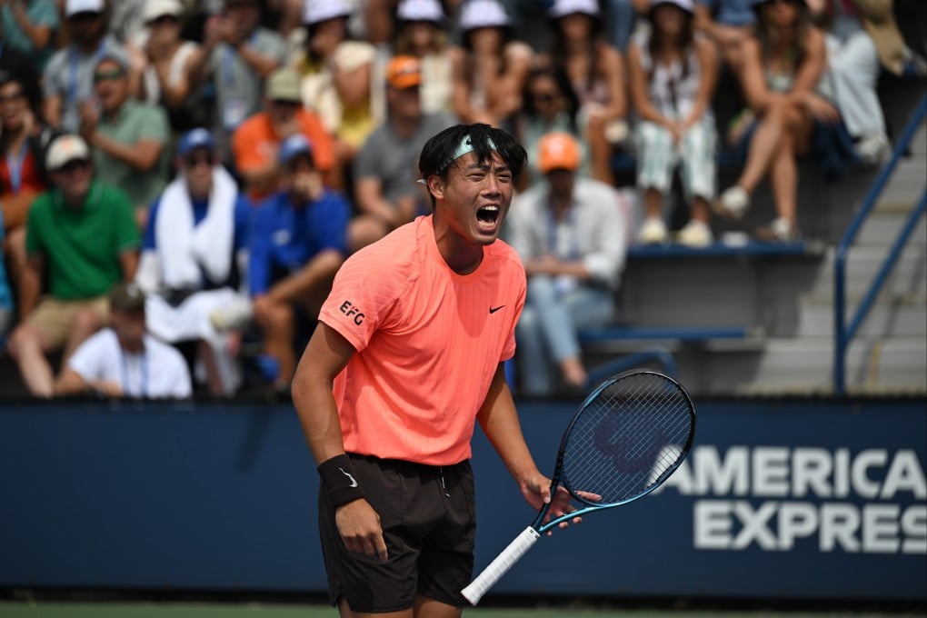 Coleman Wong celebrates a point during his men’s singles second round match against Adam Walton. Photo: Xinhua