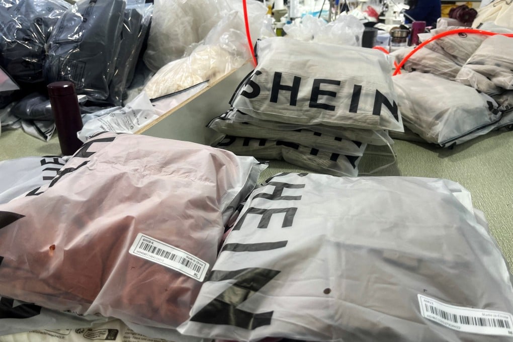 Parcels of clothing at a Shein garment factory in Guangzhou, Guangdong province, in April. Photo: Reuters
