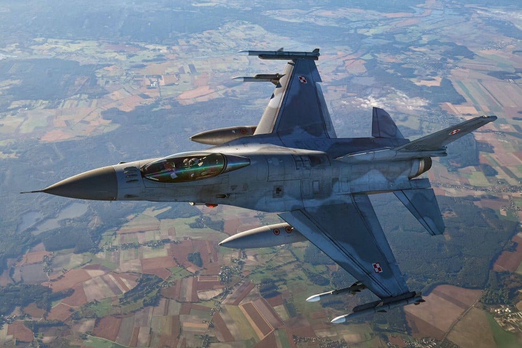 An F-16 takes part in a Nato exercise near the air base in Lask, central Poland, in October 2022. Photo: AFP