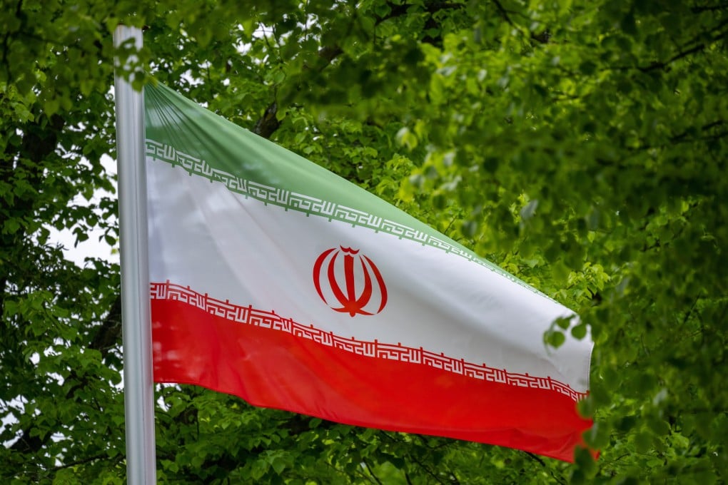 The flag of the Islamic Republic of Iran flies in the wind in front of the Iranian embassy in Berlin. Photo: dpa