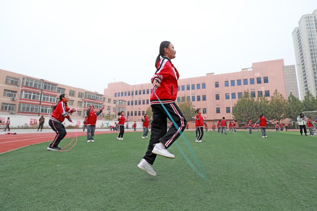 Students learn to jump rope at a primary school in China’s northern Hebei province. Primary schools across China are seeing a decline in student enrolment amid a plunge in the national birth rate. Photo: Shutterstock