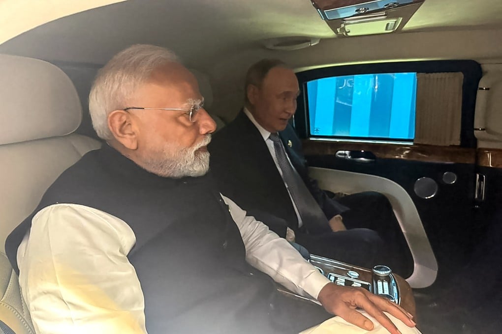 Indian Prime Minister Narendra Modi and Russian President Vladimir Putin leave together for the venue of their bilateral meeting after attending the Shanghai Cooperation Organisation summit in Tianjin, China. Photo: X/narendramodi/AFP