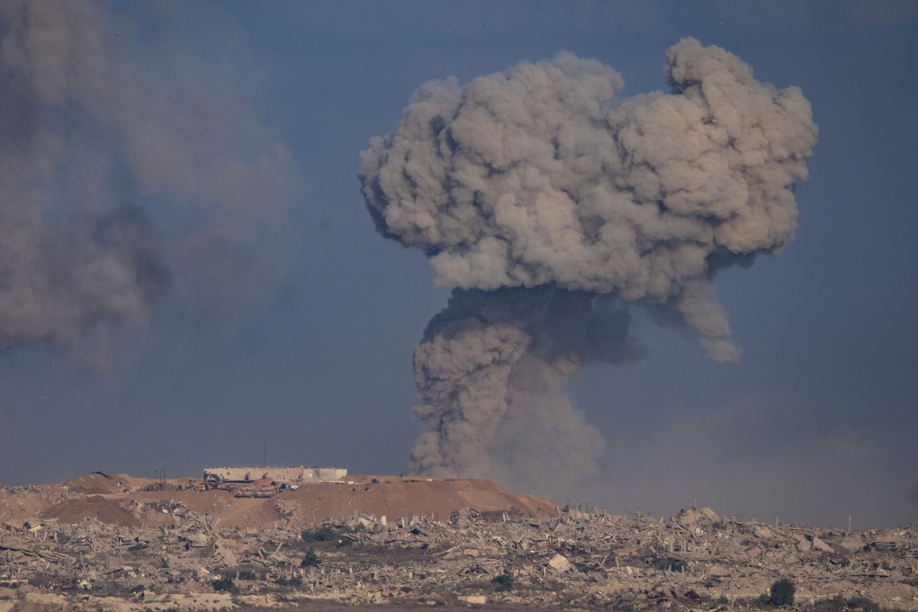 Smoke rises following an Israeli military strike in the northern Gaza Strip on Sunday. Photo: AP