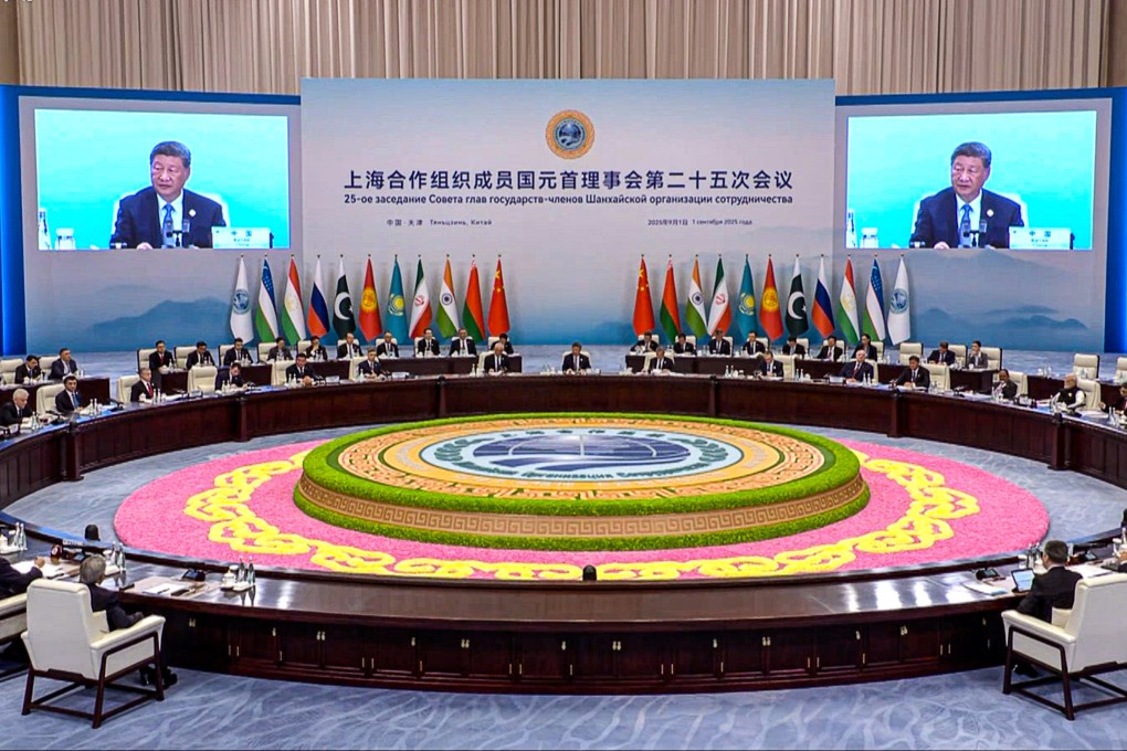 Xi announces the formal start of the Shanghai Cooperation Organisation’s summit in Tianjin on Monday. Photo: CCTV