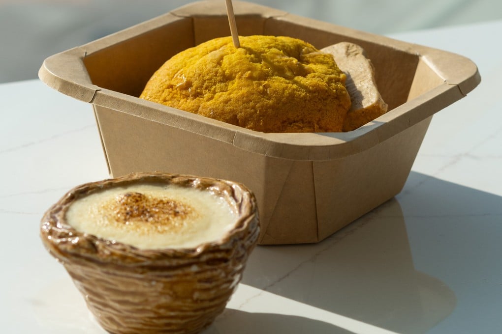 Coffee eggnog and the branch-exclusive pineapple bun with coffee butter at Urban Coffee Roaster’s new Hong Kong International Airport branch, one of various new cafe openings in Hong Kong in September. Photo: Urban Coffee Roaster