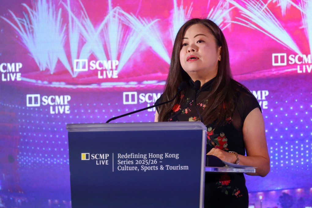 Secretary for Culture, Sports and Tourism Rosanna Law gives the keynote speech at the Redefining Hong Kong conference. Photo: Dickson Lee