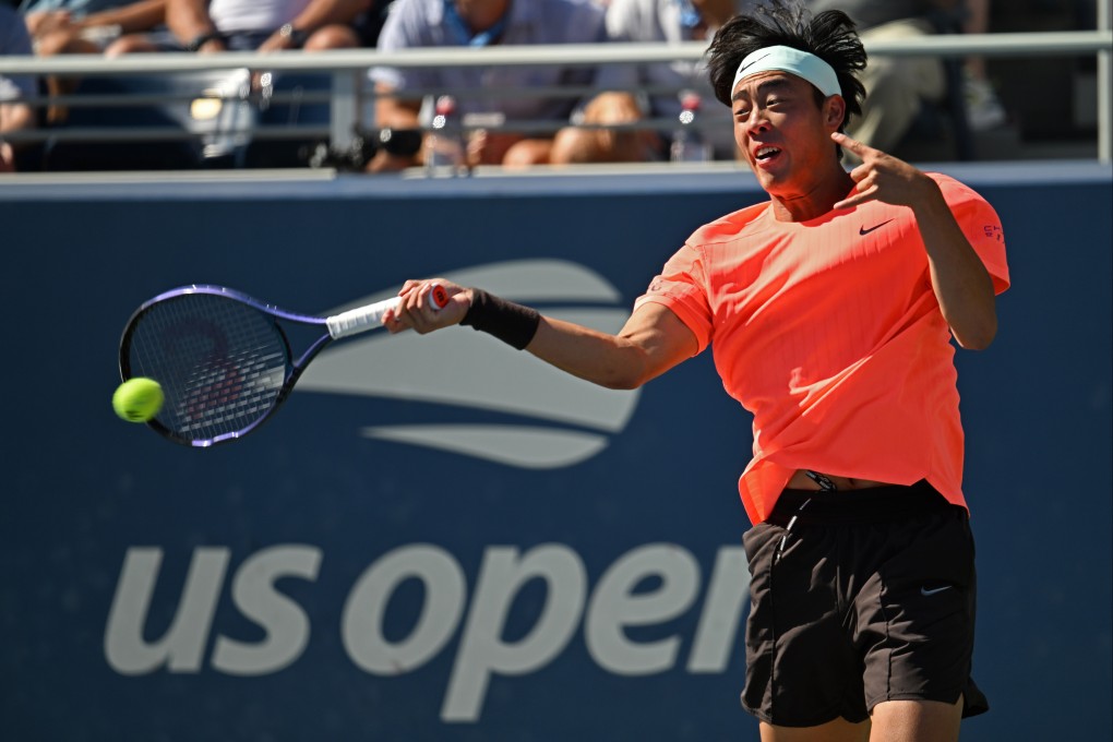 Coleman Wong Chak-lam of Hong Kong hits a return during the men’s singles third round match against Andrey Rublev of Russia at the US Open tennis championships in New York on August 30. Photo: Xinhua